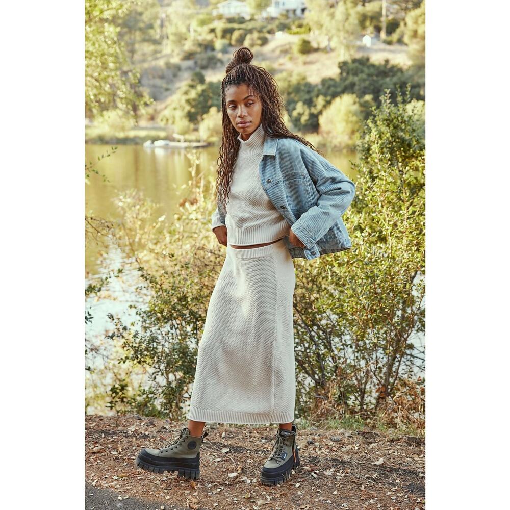 Free People Hailee Sweater Skirt Cream Small